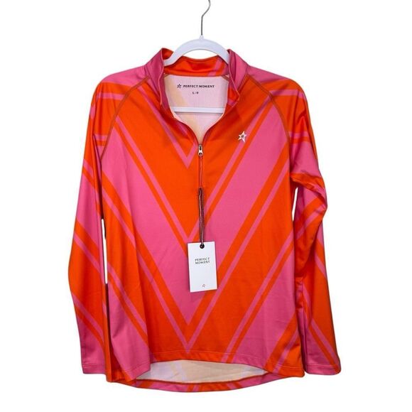 NEW Perfect Moment Thermal SET Azalea Pink and Orange Chevron Print Size Large - Picture 8 of 14